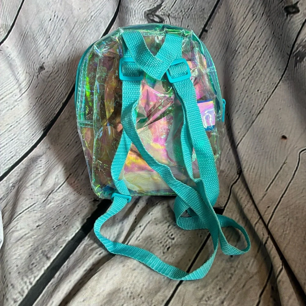Disney Moana Clear‎ Teal Iridescent Glitter Confetti Mini Backpack DisneyCore
